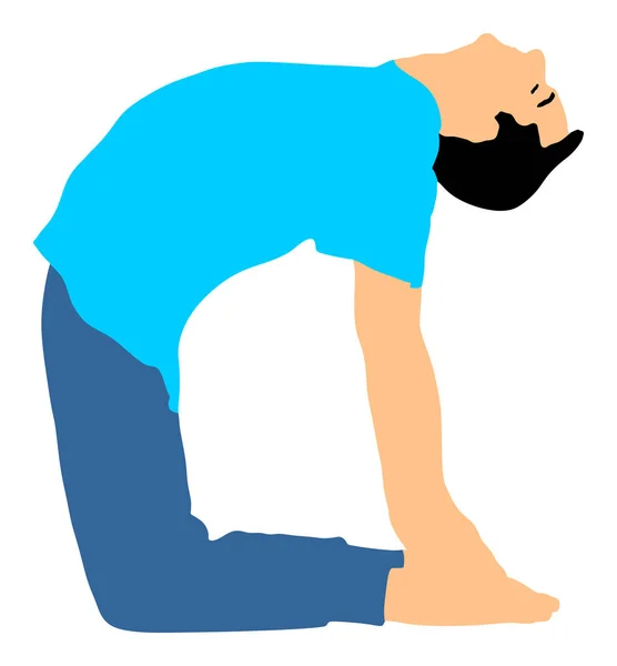 Sportmann Übt Yoga Yoga Pose Vektor Illustration Isoliert Aktiver Junge — Stockvektor