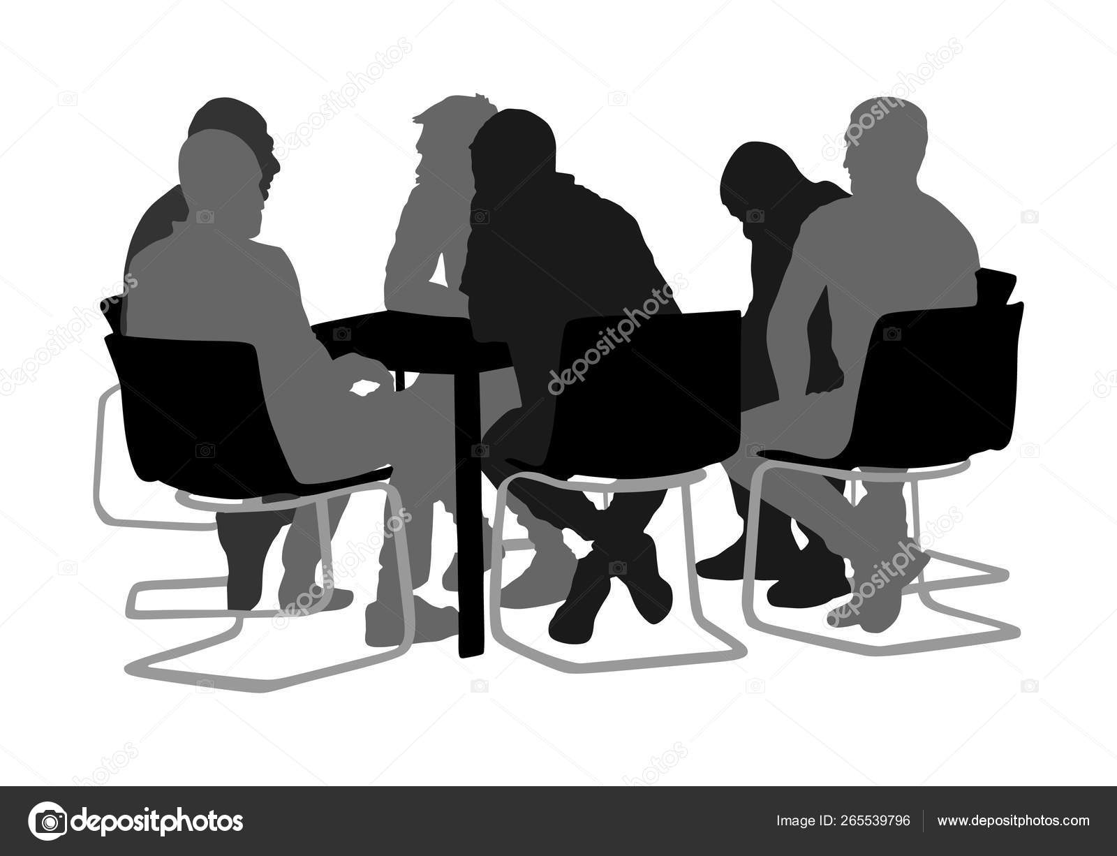 Group Sitting Silhouette
