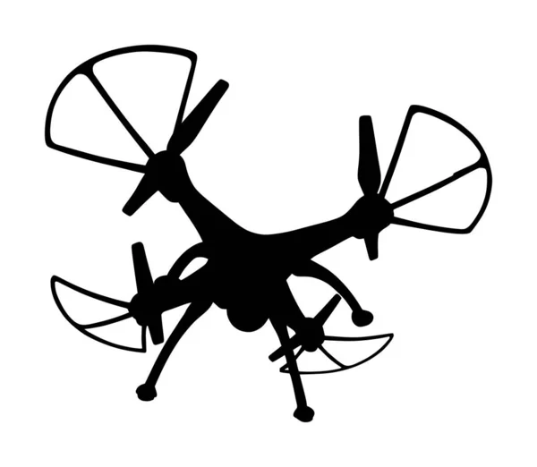 Drone Silhueta Vetorial Ilustração Isolada Sobre Fundo Branco Sílhueta Vetorial — Vetor de Stock