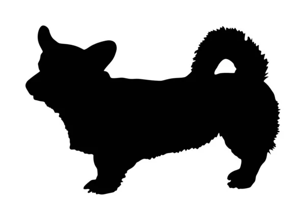 Hundeporträt Des Walisischen Corgi Cardigan Vector Silhouette Illustration Isoliert Corgi — Stockvektor