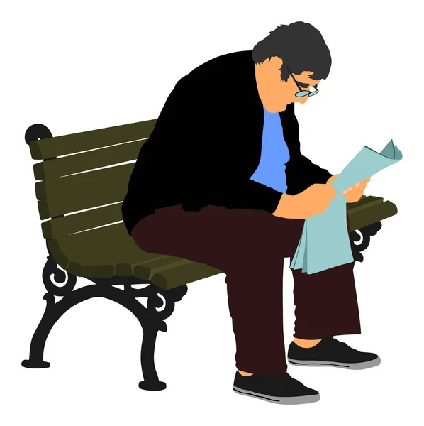 Γηραιότερος Ώριμος Άνθρωπος Κάθεται Ένα Παγκάκι Στο Πάρκο Εικόνα Διανυσματικά — Διανυσματικό Αρχείο