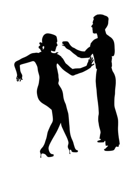 Elegancja Tango Latino Tancerki Wektor Sylwetka Białym Tle Taniec Sylwetka — Wektor stockowy