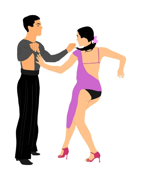 Elegance Tanga Latino Tanečnice Vektorová Ilustrace Izolovaná Bílém Pozadí Tančící — Stockový vektor