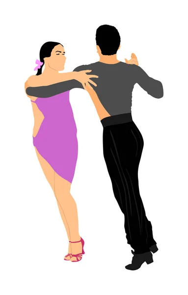 Elegancja Tango Latino Tancerzy Wektor Ilustracji Białym Tle Taniec Para — Wektor stockowy