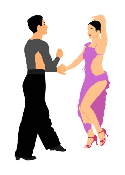 Elegância Tango Dançarinos Latinos Ilustração Vetorial Isolado Fundo Branco Casal —  Vetores de Stock