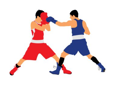 Halka vektör siluet illüstrasyon beyaz arka plan üzerinde izole iki boksörler. Güçlü savaşçılar gösteri olayı savaş. Dövüş sanatları sporu. Gurur ve beceri cesareti. Eski mücadele Olimpiyat disiplini.