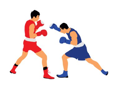 Halka vektör siluet illüstrasyon beyaz arka plan üzerinde izole iki boksörler. Güçlü savaşçılar gösteri olayı savaş. Dövüş sanatları sporu. Gurur ve beceri cesareti. Eski mücadele Olimpiyat disiplini.