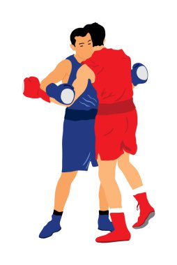 Halka vektör siluet illüstrasyon beyaz arka plan üzerinde izole iki boksörler. Güçlü savaşçılar gösteri olayı savaş. Dövüş sanatları sporu. Gurur ve beceri cesareti. Eski mücadele Olimpiyat disiplini.