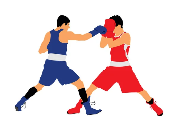 Dois Boxers Silhueta Vetorial Anel Ilustração Isolada Sobre Fundo Branco —  Vetores de Stock