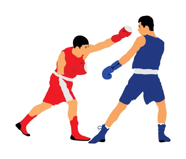 Dois Boxers Silhueta Vetorial Anel Ilustração Isolada Sobre Fundo Branco — Vetor de Stock