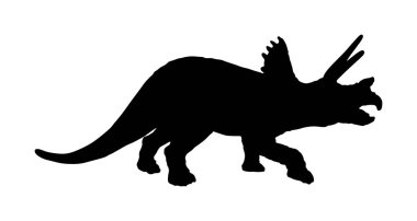 Triceratops vektör siluetbeyaz arka plan üzerinde izole. Dinozorlar sembolü. Jurassic döneminden triceratops korkunç dinozor. Styralosaurus' da. Dino işareti.