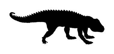 Postosuchus vektör silueti beyaz arka plan üzerinde izole. Dinozorlar sembolü. Jura dönemi. Dino işareti. Büyük kertenkele ejderha.