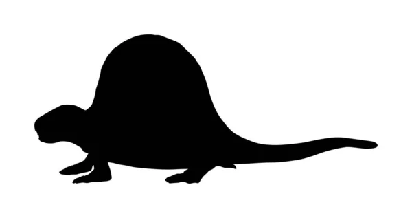 Dimetrodon Vektor Sziluett Elszigetelt Fehér Háttér Dinoszauruszok Szimbóluma Jura Korban — Stock Vector