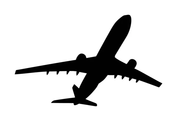 Ilustração Silhueta Vetorial Avião Isolada Sobre Fundo Branco Avião Jato — Vetor de Stock