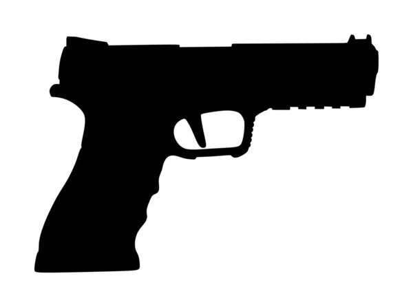手枪枪图标矢量剪影插图隔离在白色背景 冲突情况下的风险 警察和军事武器 防御帮助选项对敌人的侵略者 反恐行动 — 图库矢量图片