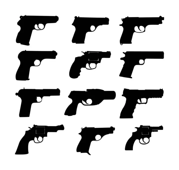 Pistol Gun Icon Vector Illustration Isolated White Background Risk Conflict — Stock Vector