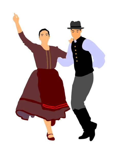 Dançarinos Folclóricos Húngaros Casal Ilustração Vetorial Alemanha Casal Dançarino Folclórico —  Vetores de Stock