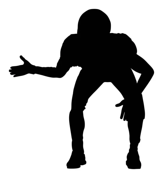 American Football Player Action Vector Silhouette Isolated White Background Sportsman — Stock Vector