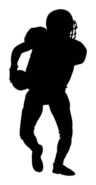 American Football Player Action Vector Silhouette Isolated White Background Sportsman — Stock Vector