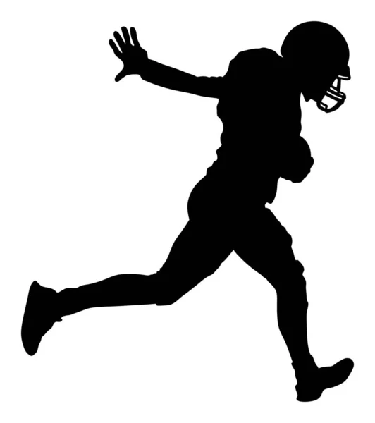 Joueur Football Américain Action Silhouette Vectorielle Isolée Sur Fond Blanc — Image vectorielle