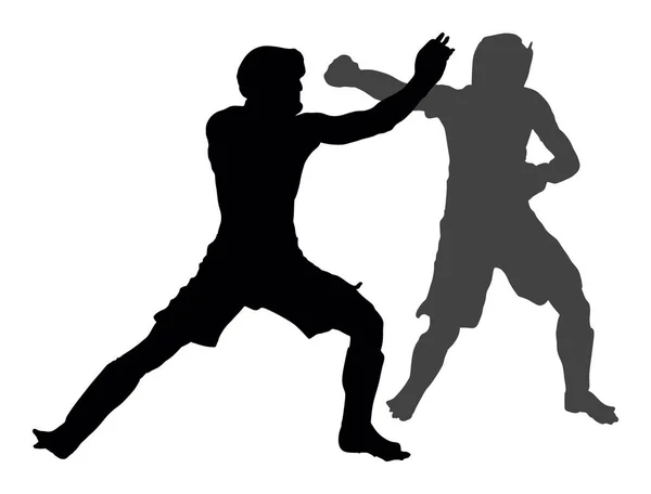 Two Mma Fighters Vector Silhouette Illustration Isolated White Background Multi — Stock Vector