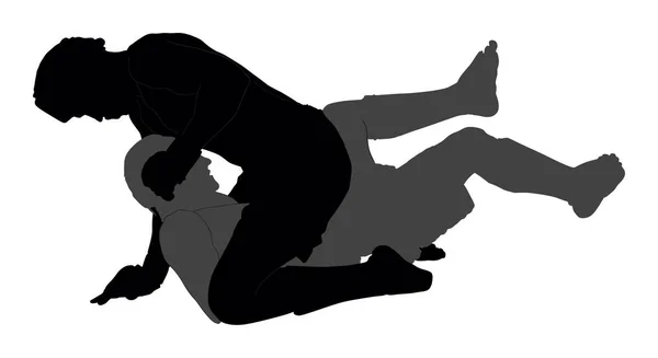 Twee Mma Fighters Vector Silhouet Illustratie Geïsoleerd Witte Achtergrond Multi — Stockvector