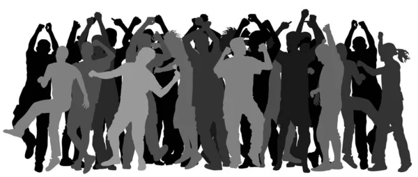 Вечірка Танцівниці Люди Дівчата Хлопчики Векторні Силуетні Ілюстрації Концепція Вечірки — стоковий вектор