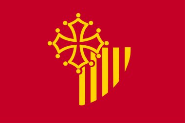 Fransa'da Occitanie bölgesinin idari ve siyasi vektör bayrağı.