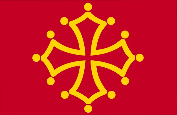 Bandera Vectorial Región Del Mediodía Pirineo Francia Bandera Languedoc Rosellón — Archivo Imágenes Vectoriales