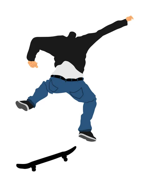 極端なスポーツゲーム スケートパークのスケートボーダー エアジャンプトリック 白い背景に隔離されたスケートボードベクトルイラスト 屋外都市アクション — ストックベクタ