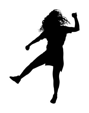 Modern tarzı dansçı kız vektör siluet illüstrasyon beyaz arka plan izole. Kadın bale sanatçısı. Seksi hip hop bayan. Zaman dışında gösteri, amigo sanatçı dans. Spor destek etkinliği.