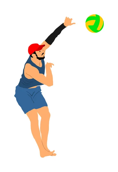 Beach Volleyball Player Vector Illustration Isolated White Background Volleyball Boy — Stock Vector