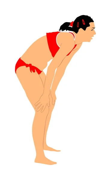 Векторная Иллюстрация Пляжного Волейбола Белом Фоне Волейбольная Девушка Действии Летнее — стоковый вектор