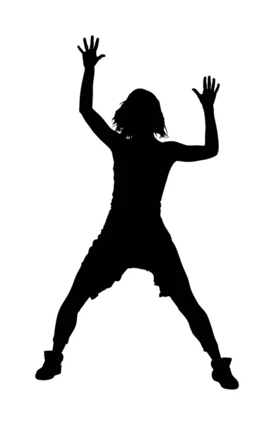 Modern Style Dancer Girl Vector Silhouette Illustration Isolated White Background — Stock Vector