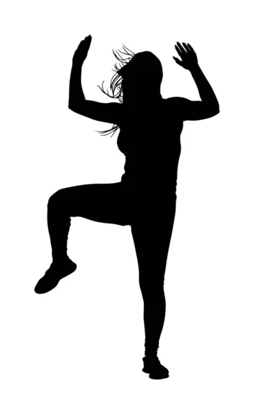 Moderne Stijl Danser Meisje Vector Silhouet Illustratie Geïsoleerd Witte Achtergrond — Stockvector