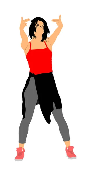 现代风格的舞者女孩矢量插图孤立背景 女子芭蕾舞演员 性感的嘻哈女士 超时的奇观 啦啦队长表演舞蹈 体育支持活动 城市时尚 — 图库矢量图片