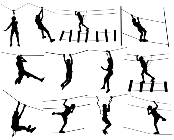 Sportif Extrême Est Abattu Avec Une Corde Illustration Homme Grimpant — Image vectorielle