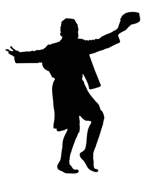 Karadağ geleneksel düğün dansı Oro. Balkan müzik çalar ve şarkıcı vektör illüstrasyon. Folklor olayı. Damat dansçısı. Gusle ile dans, geleneksel yaylı çalgı.