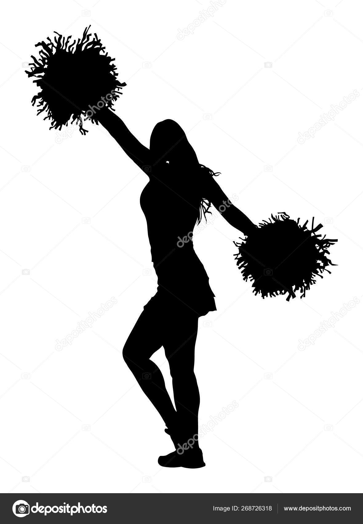 La Pom-pom Girl Danse Avec Le Pompon Dans La Main De L'illustration Clip  Art Libres De Droits, Svg, Vecteurs Et Illustration. Image 187724509