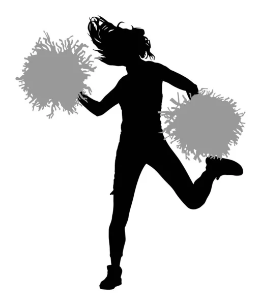 Cheerleader Danser Figuur Vector Silhouet Illustratie Geïsoleerd Cheer Vooraanstaande Meisje — Stockvector