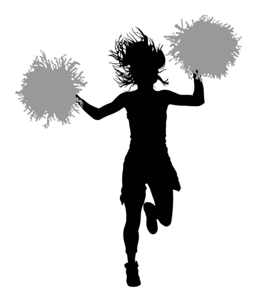 Cheerleader Ballerina Figura Vettore Silhouette Illustrazione Isolata Cheer Leader Ragazza — Vettoriale Stock