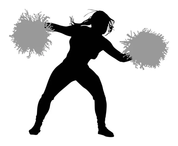 Cheerleader Danser Figuur Vector Silhouet Illustratie Geïsoleerd Cheer Vooraanstaande Meisje — Stockvector