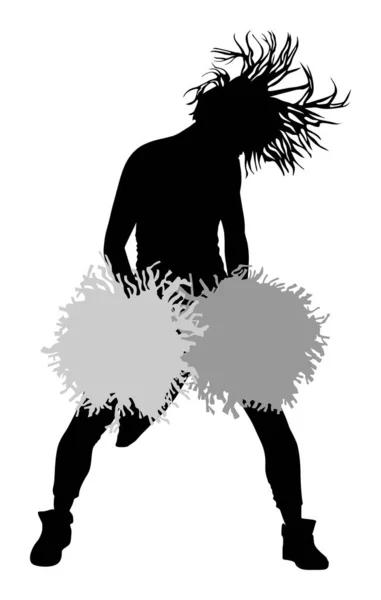 Cheerleader Tänzer Figur Vektor Silhouette Illustration Isoliert Jubeln Führende Mädchen — Stockvektor