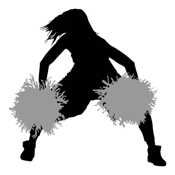 Χορεύτρια Μαζορέτα Φιγούρα Διανυσματική Σιλουέτα Εικόνα Απομονωμένη Επευφημήσει Κορυφαία Αθλητική — Διανυσματικό Αρχείο