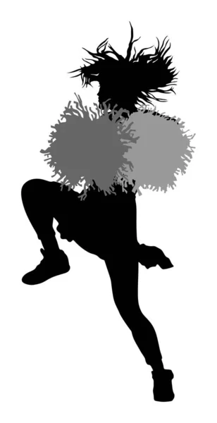 Cheerleader Danser Figuur Vector Silhouet Illustratie Geïsoleerd Cheer Vooraanstaande Meisje — Stockvector