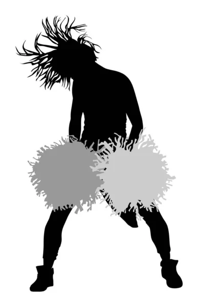 Cheerleader Dansare Figur Vektor Silhuett Illustration Isolerad Cheer Ledande Girl — Stock vektor