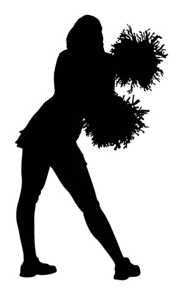 Cheerleader Danser Figuur Vector Silhouet Illustratie Geïsoleerd Cheer Vooraanstaande Meisje — Stockvector