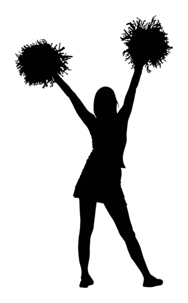 Cheerleader Danser Figuur Vector Silhouet Illustratie Geïsoleerd Cheer Vooraanstaande Meisje — Stockvector