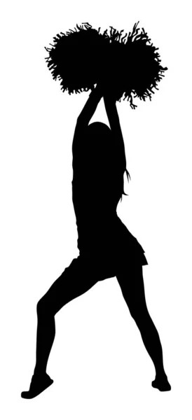 Cheerleader Danser Figuur Vector Silhouet Illustratie Geïsoleerd Cheer Vooraanstaande Meisje — Stockvector