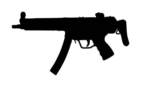 在白色背景上隔离的步枪矢量插图 猎枪剪影符号 半自动卡宾 军队和警察武器猎枪枪强大的致命武器 — 图库矢量图片